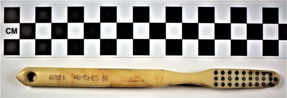A Japanese manufactured toothbrush found at the Kooskia Internment Camp.